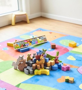 Begin Again Animal Parade A-Z 26 Wooden Puzzle, Sustainbly Harvested Wood