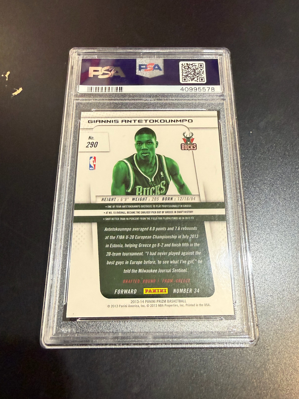 Giannis Antetokounmpo 2013 Panini Prizm #290 Rookie RC PSA 10! - Miami Heat NBA view 3