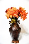 Rustic Mediterranean Metal Vase Set Embossed Pitcher & Urn Fall Decor Pair — photo 3