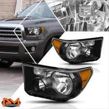 For 08-17 Sequoia/Tundra Headlight/Lamps Replacement Black Housing Amber Corner