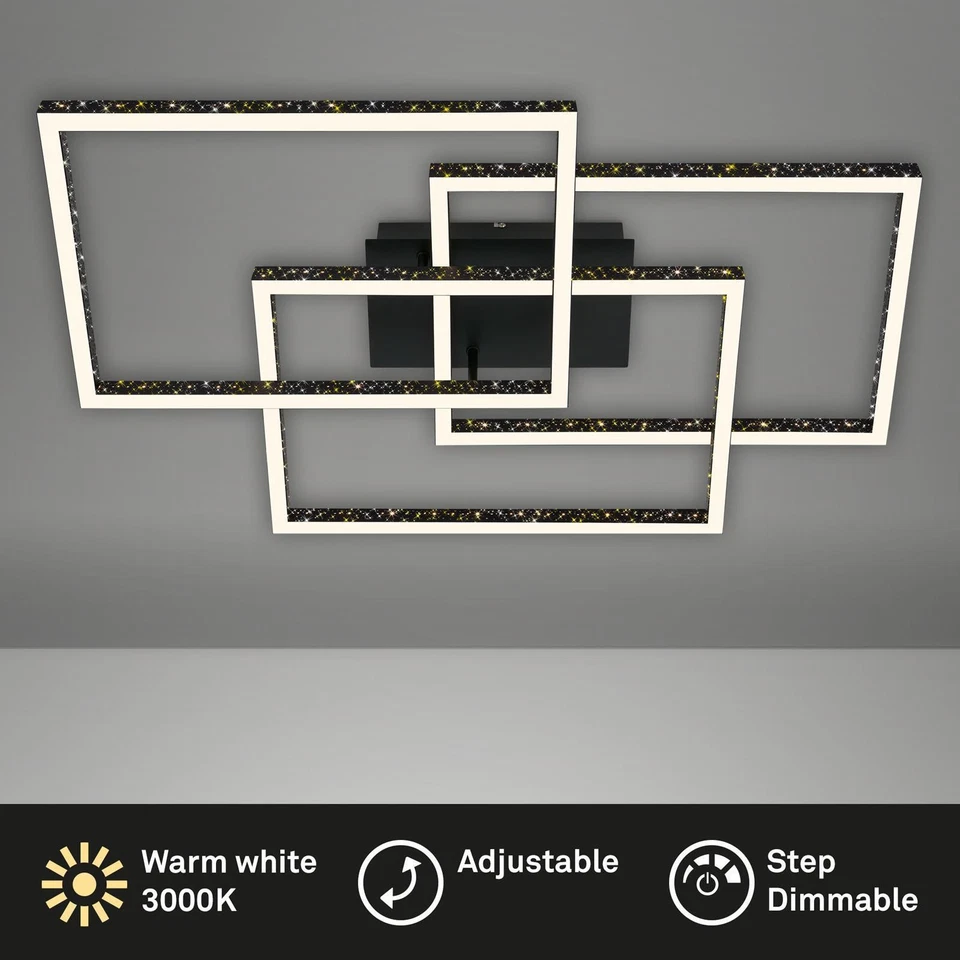 Deckenleuchte Briloner Frame LED 57W 80CM Deckenlampe Dimmbar Glitzereffekt Schw - Bild 2 von 4