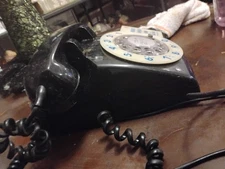 Vintage  Mortuary Funeral Home Black Rotary Dial Desk Phone 
