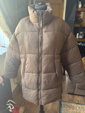 Zara Brown Oversized Puffa Coat Size Xs Chest 46 Inches 14/16 Easy Fit