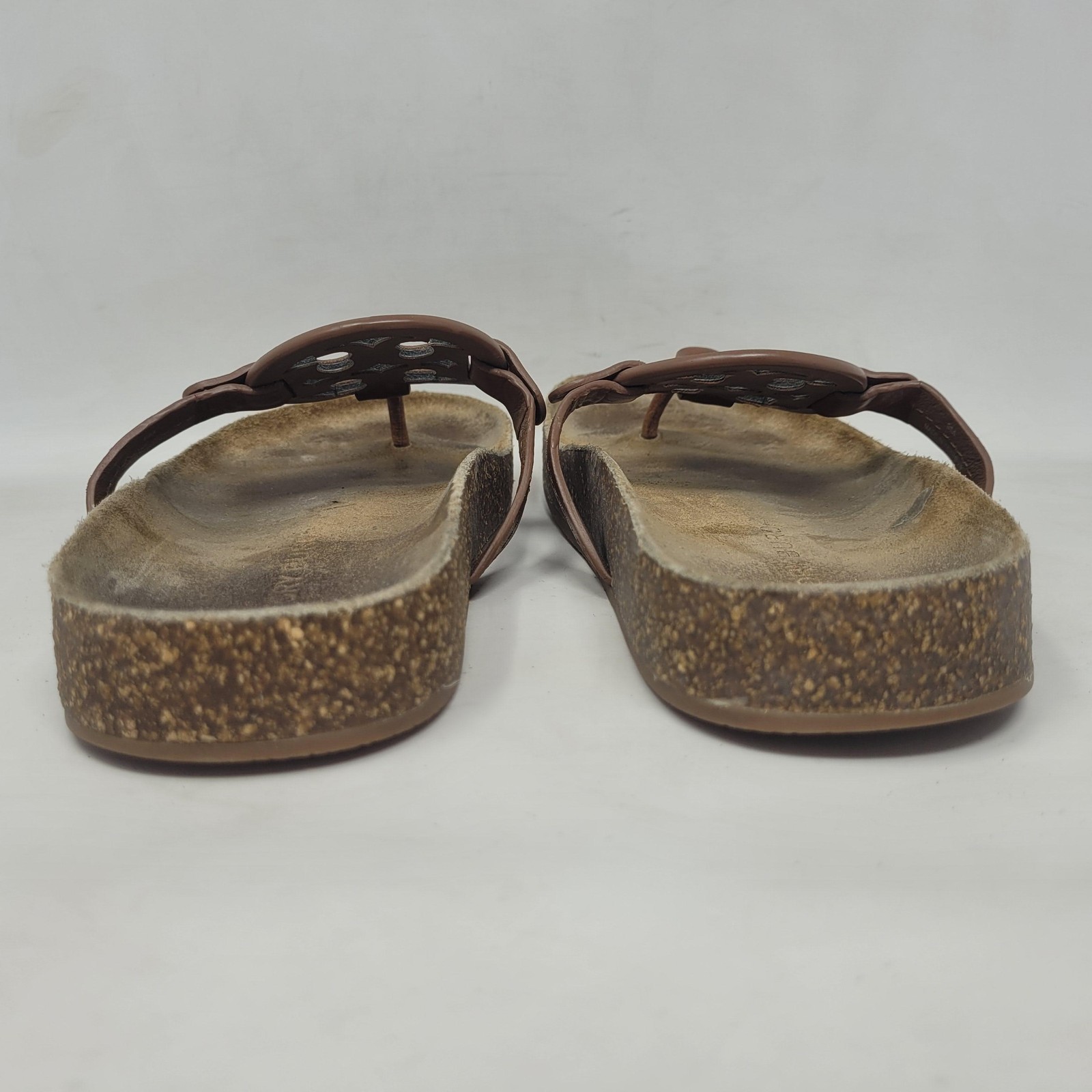 Tory Burch Sandals 8M Miller Cloud Cuoio Brown Calf Leather Cork Thongs Sandals thumbnail 3