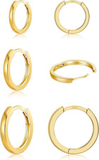 3 Pairs 925 Sterling Silver Hoop Earrings 14K White Gold Plated Small Silver Hoo