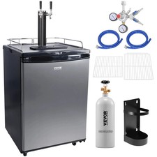Beer Kegerator, Dual Tap Draft Beer Dispenser, Full Size Keg Refrigerator With S