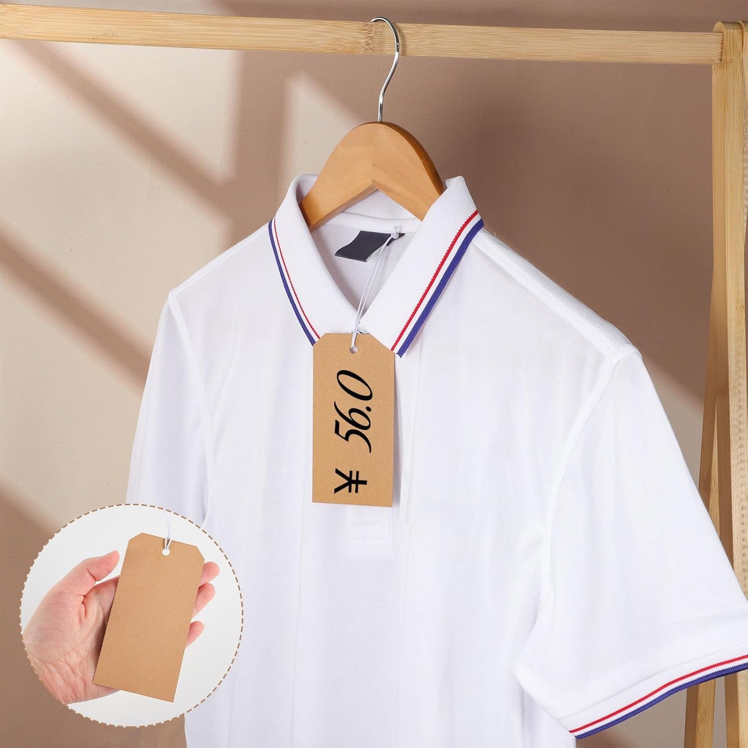 100pcs Brown Paper Shipping Tags with Elastic 4.72x 2.36inches, 100pack 