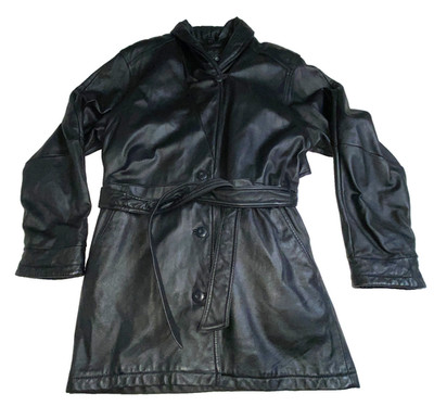 Wilsons Leather Experts Car Coat Women's XL Black Belted Trench Thinsulate Liner