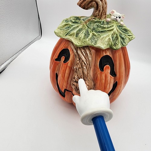Vintage Omnbus OCI 1989 Halloween Kürbis Fitz & Floyd Keramik Keksdose mit Maus - Bild 13 von 13