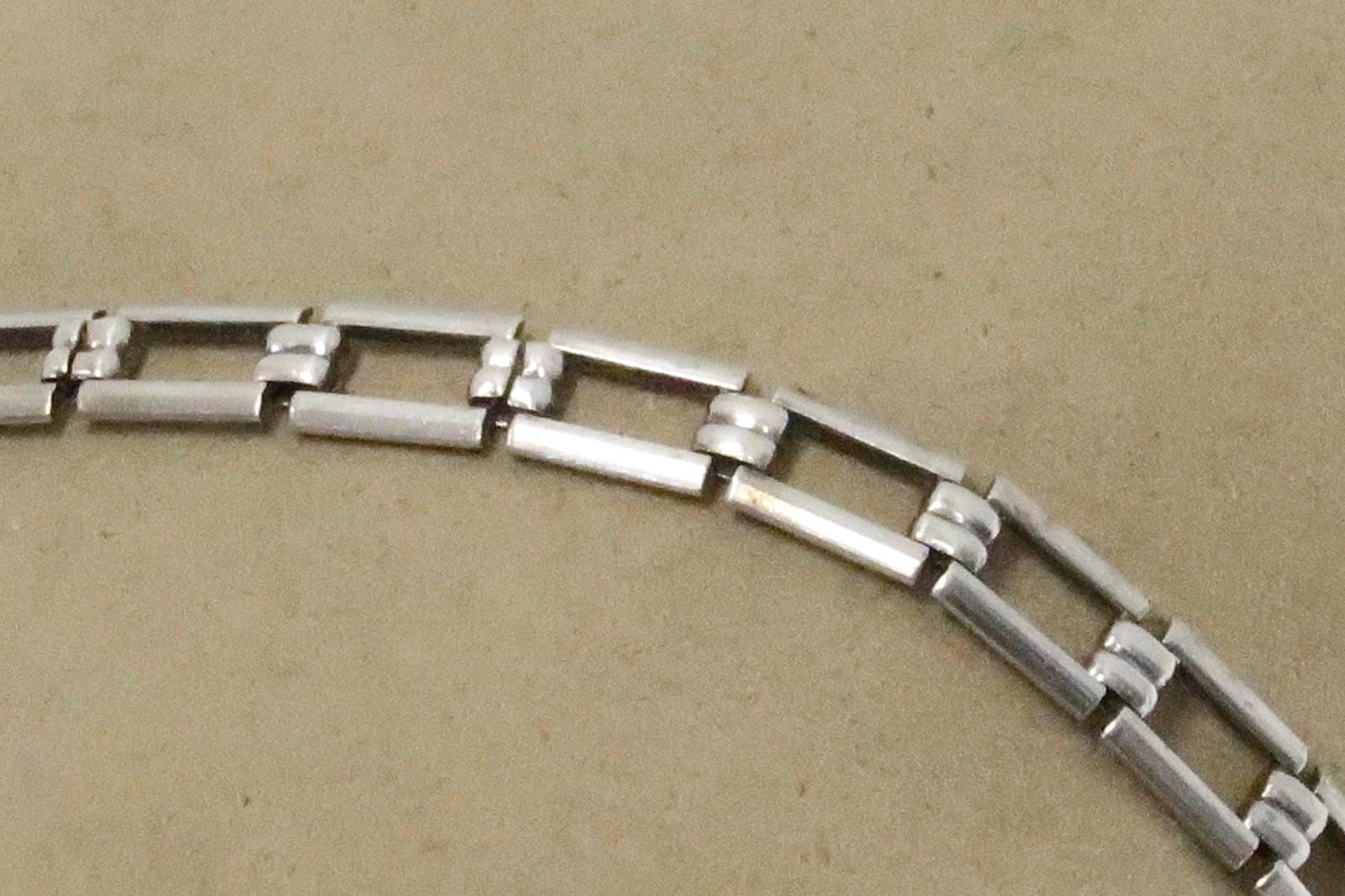 STERLING SILVER RECTANGULAR LINK WHITE ENAMEL PAN… - image 7