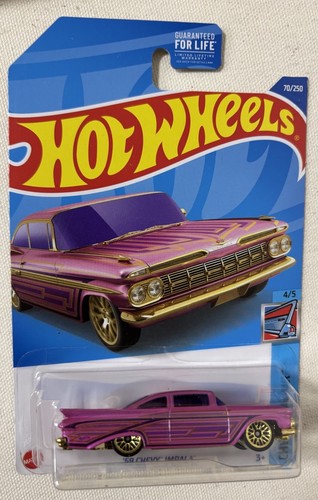 Lot of 2 2022 Hot Wheels Pink '59 Chevy Impala 70/250 Chevy Bel Air 4/5 - Imagen 2 de 5