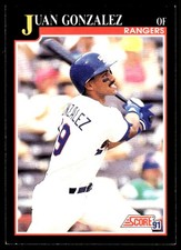 Juan Gonzalez 1991 Score #805 Texas Rangers MLB READ FREE SHIPPING AutographDen