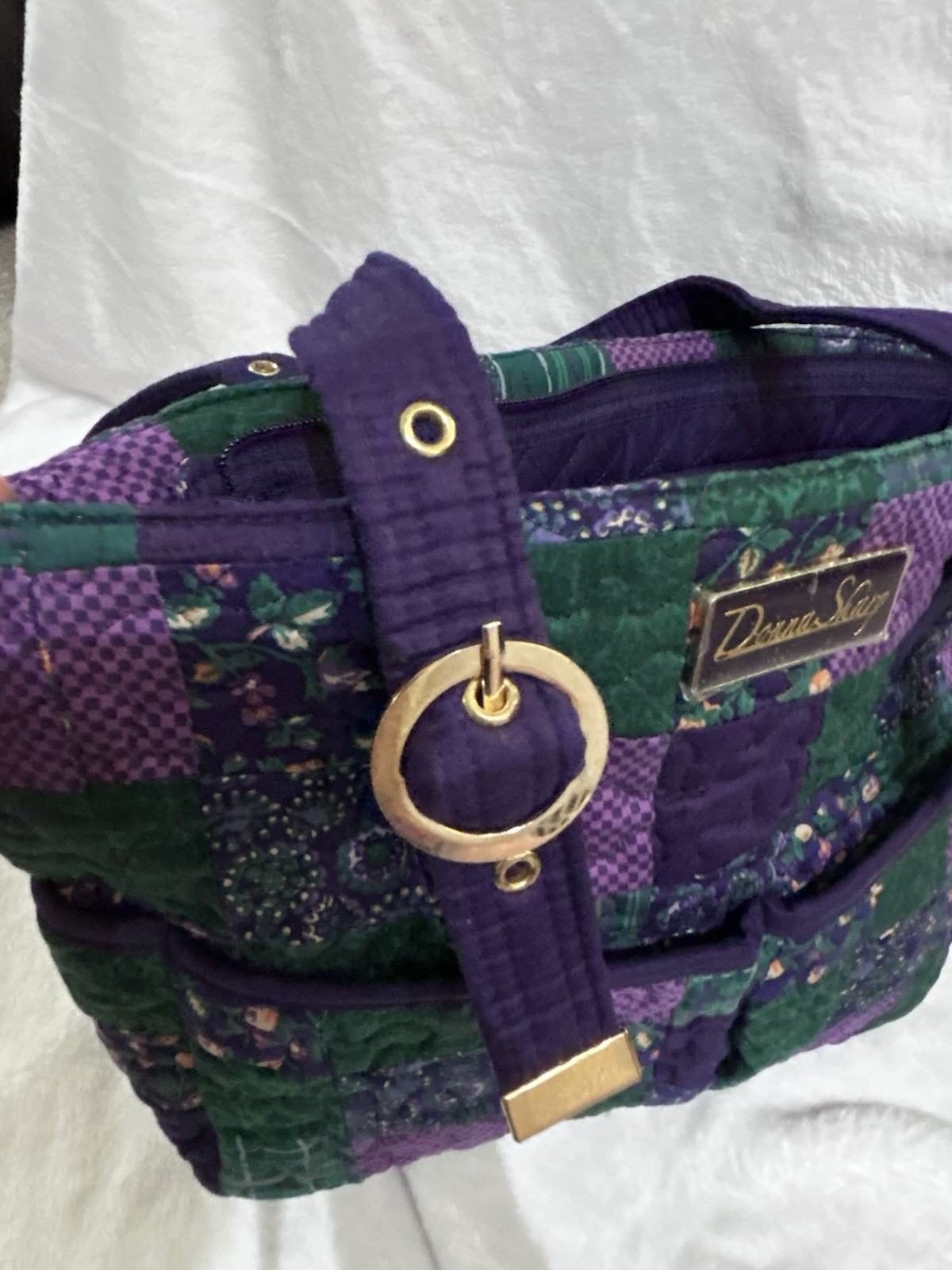 Donna Sharp Quilted Floral Patchwork Purple And G… - image 12