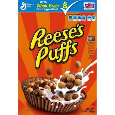 12x Reese's Puffs Cereal Chocolate Peanut Butter Snack Breakfast Pack Bulk 11.5o