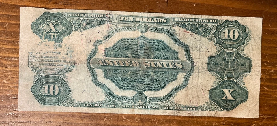 1891 $10 Silver Certificate Tombstone Fr 300 - Image 2 of 2