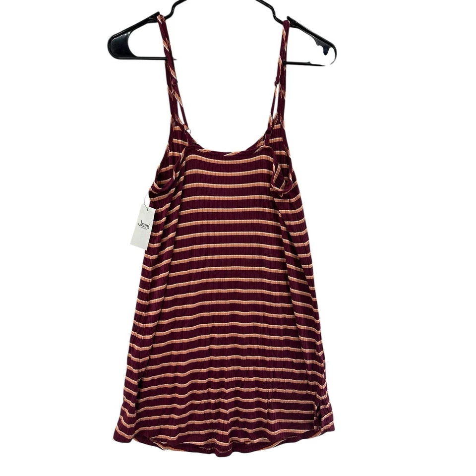Camiseta Jenni Intimates Cami Rayas Acanalada Sin Mangas Informal Borgoña Talla S Foto 2 de 4