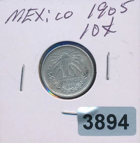 1905 Mexico 10 Centavos Silver — photo from the most recent tracked eBay sale