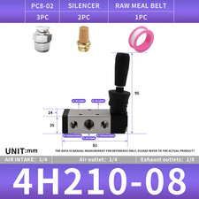 4H210-08 1/4" 5 Way 2 Position Air Hand Lever Operated Valve Pneumatic Solenoid