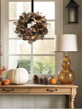 Better Homes Gardens Artificial Magnolia Leaf Wreath Bendable Design viral