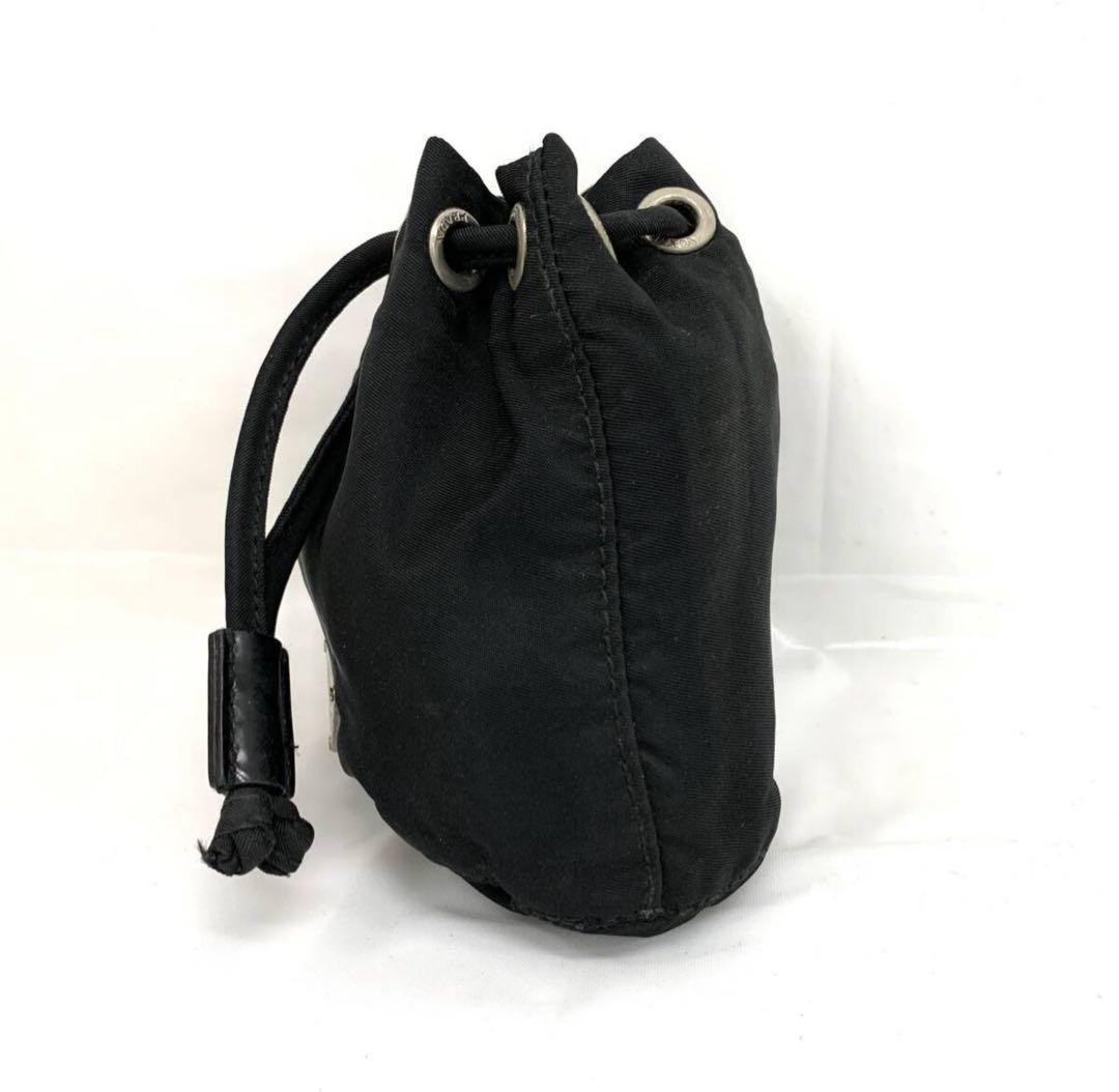 PRADA Mini Drawstring Pouch Black Triangle Logo A… - image 3