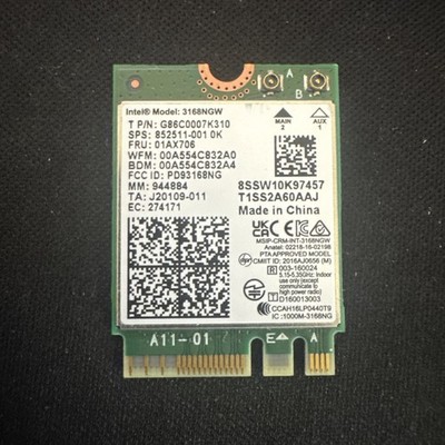 Intel 3168NGW Dual Band Wireless-AC 3168 PCI-Express 802.11ac WLAN Bluetooth