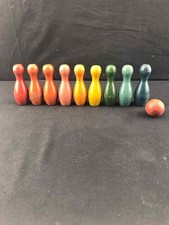 Vintage Table Top Bowling Skittles 1 ball 9 pins