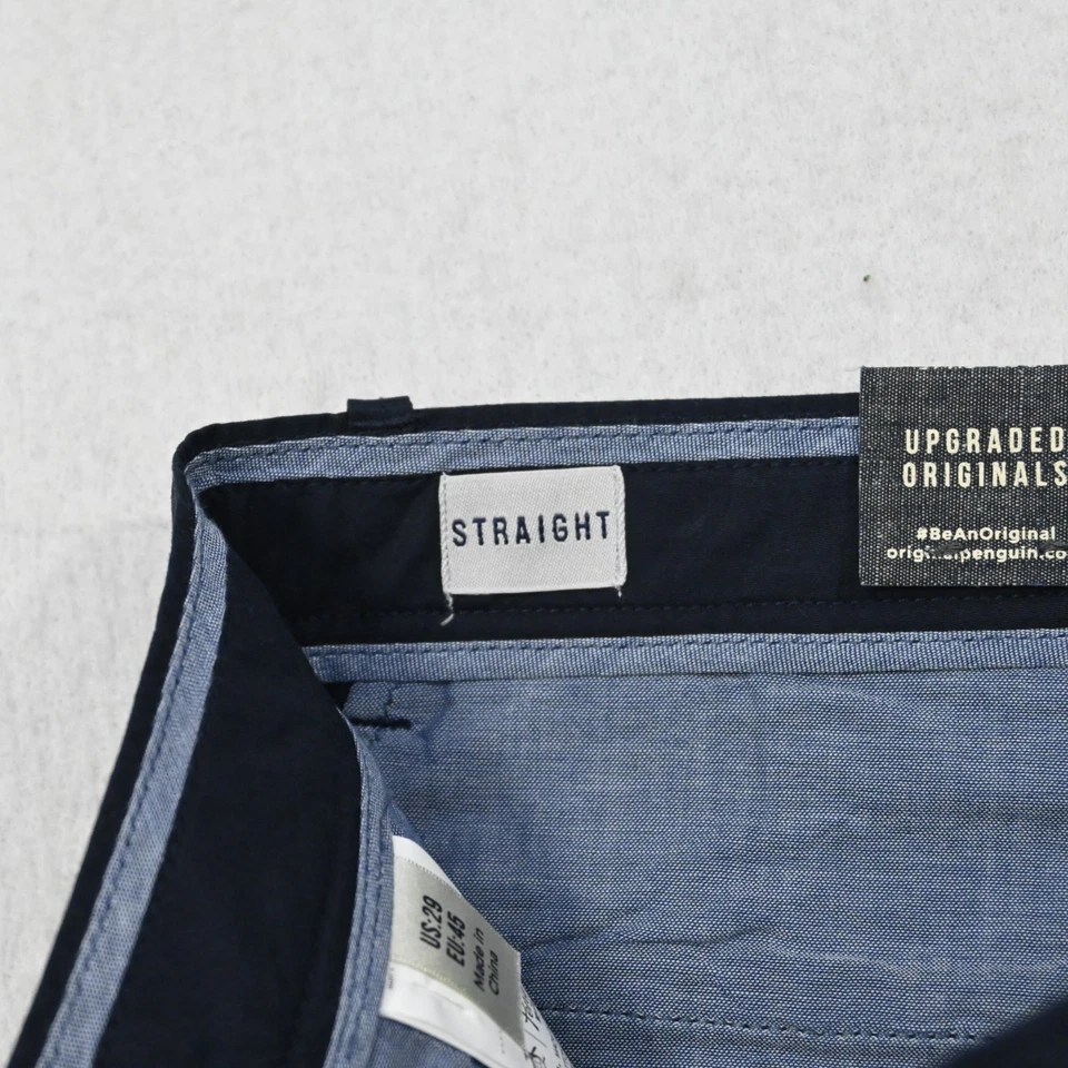 Pantalones Cortos Chinos Penguin P55 Calce Recto Azul Plano Elástico Para Hombres Talla 29 x 9" NUEVO Foto 4 de 4