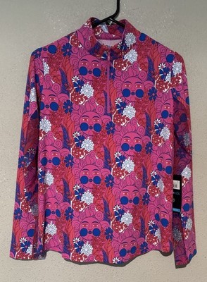 NWT IBKUL Golf Tennis 1/4 Zip Top Size M Pink Sun Activewear Longsleeve X22