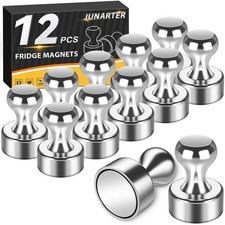 12 Pack Magnetic Push Pins Silver Strong Fridge Dry Erase Board Magnets