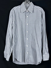 Brioni Button Down Dress Shirt Size Medium II Long Sleeve Gray Check Italy