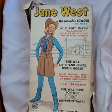 Marx Jane West Fully Jointed Cowgirl Action Figure 11 in w/ Hat Boots