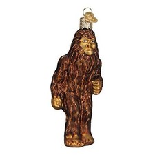 Sasquatch Glass Blown Ornament for Christmas Tree, Handcrafted Holiday