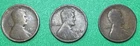 Three Lincoln Wheat Pennies: 1917, 1918, 1919