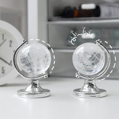 Mini Crystal World Map Globe Glass Ball Decorative Desktop Ornament Arts Crafts