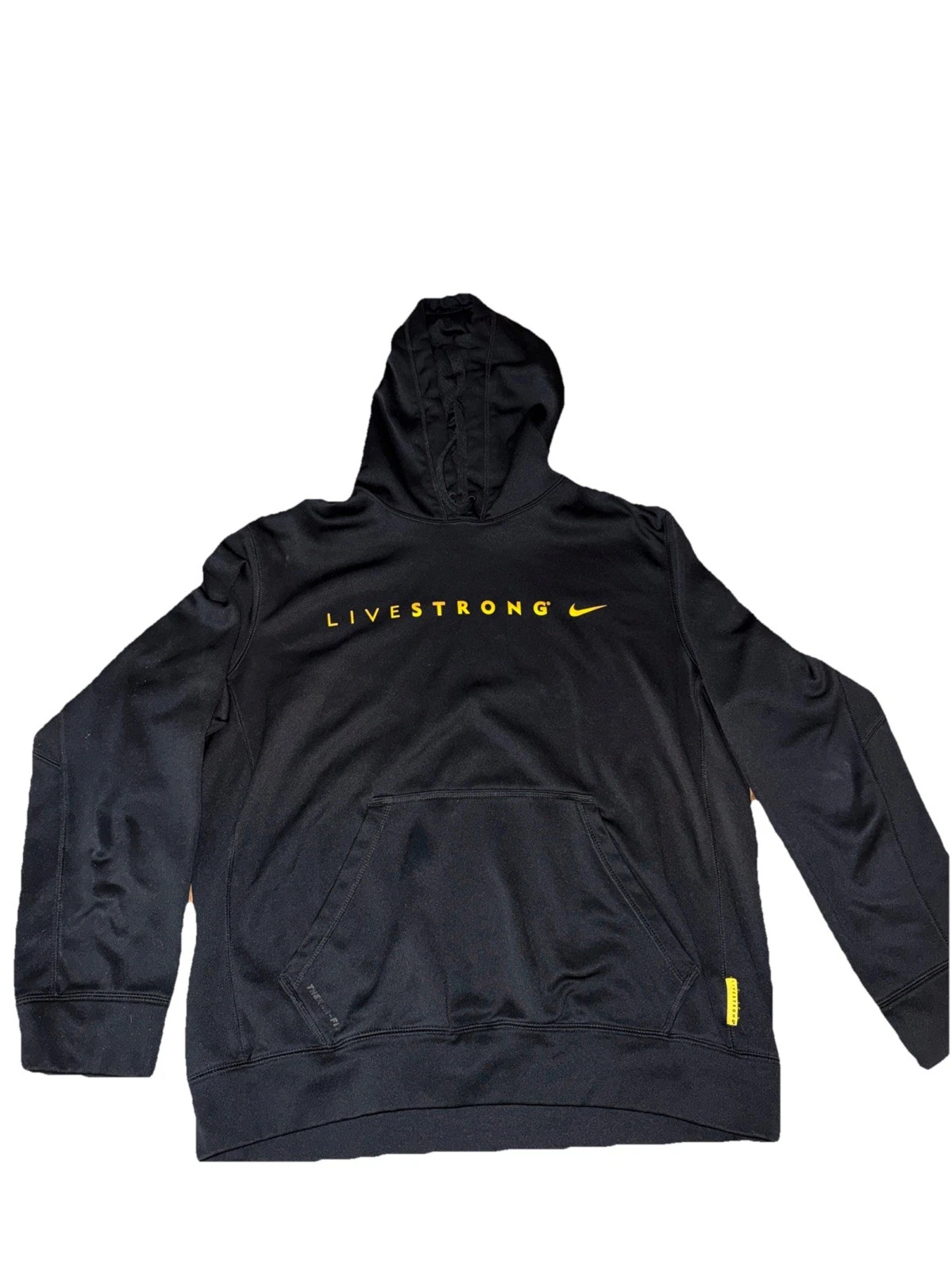 Nike Livestrong Mens Sweatshirt Hoodie Therma-Fit Medium Black Yellow Free Ship!