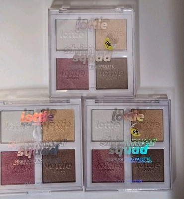 3 Lot Lottie London Shimmer Squad in Glowburst, 4 shade highlighting palette