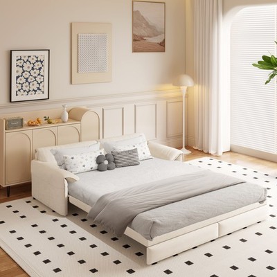 66'' Queen Pull Out Sofa Bed,3-in-1 Convertible Sleeper Sofa w/Side Storage,