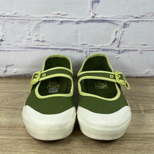Vans Mary Jane Green Canvas Sneakers Women's Size 8 Buckle Slip On Flats - Picture 2 of 8