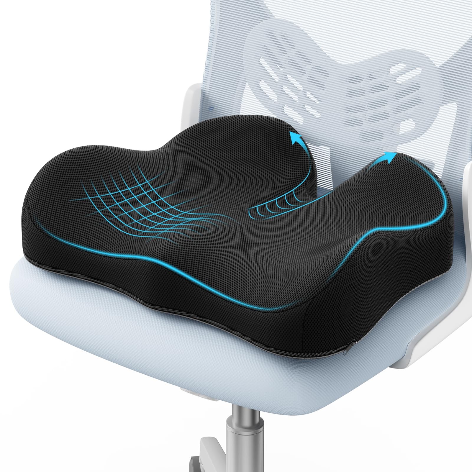 Ergonomic Seat Cushion -Large Memory Foam Cushion for Office Chair- Sciatica ...