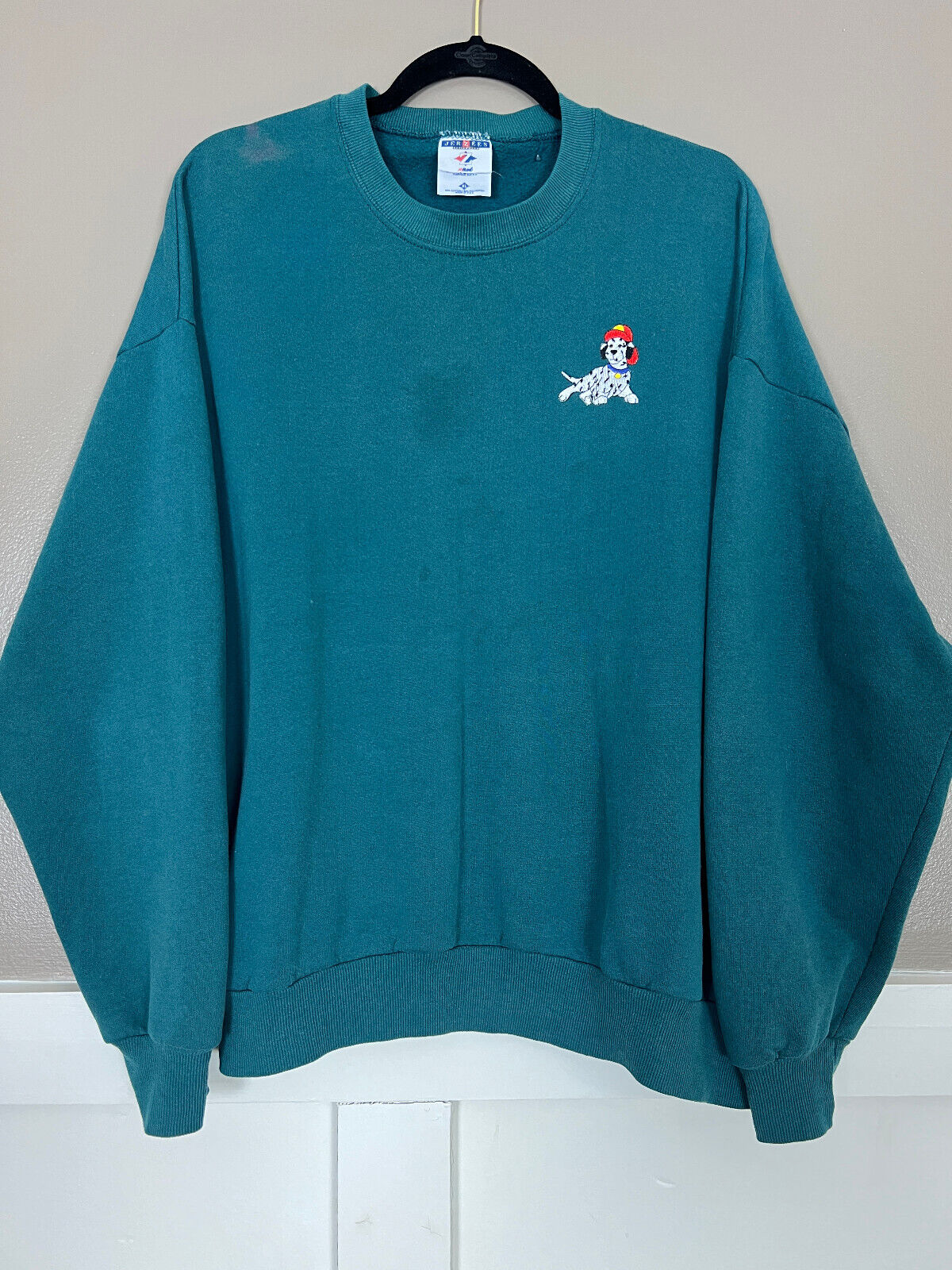 Dalmatian Sweatshirt, Green Embroidered Crewneck … - image 7