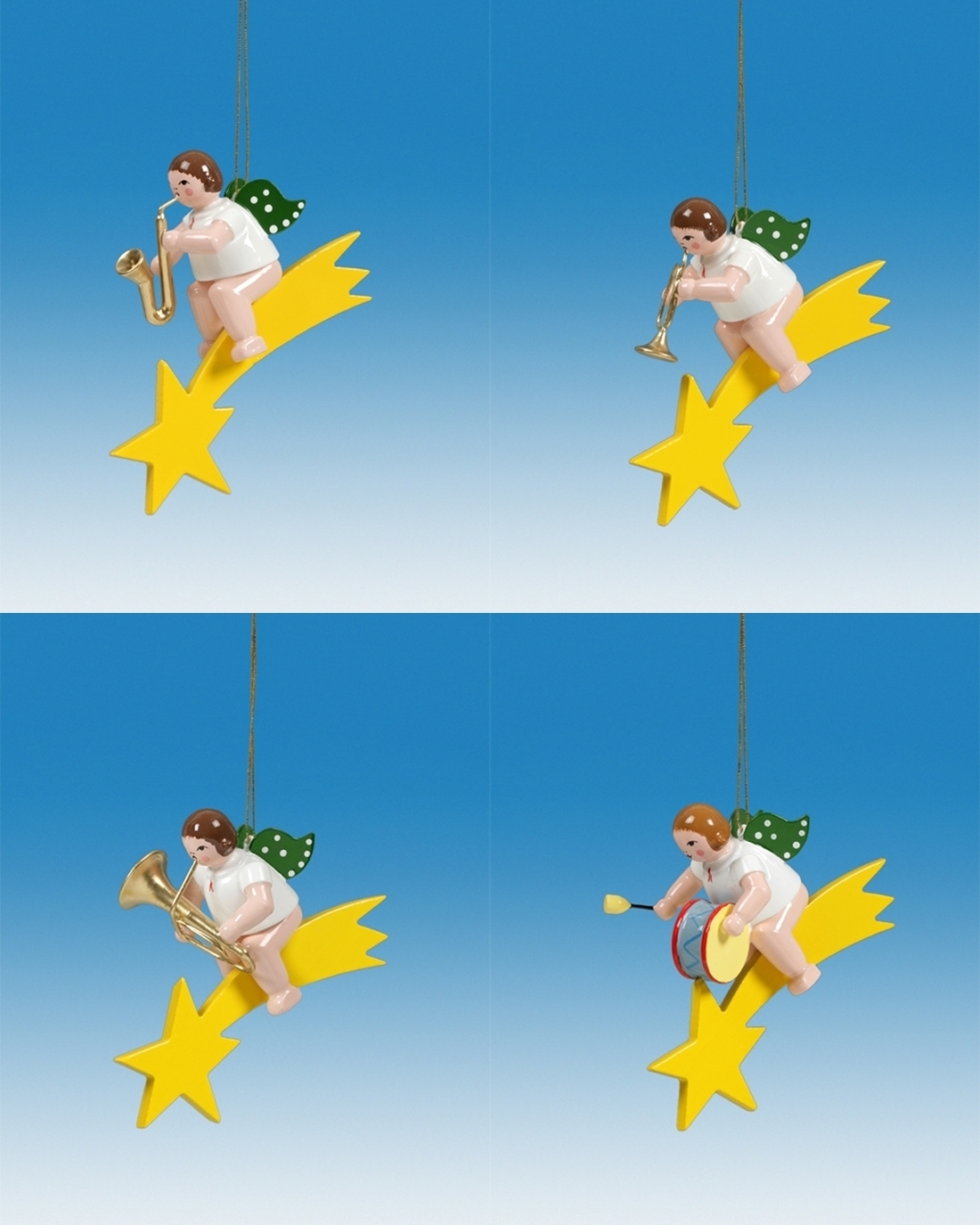 Décoration d'arbre 4 pièces Ange sur étoile filante sans couronne hauteur 6cm Décoration d'arbre 4 pièces Ange sur étoile filante sans couronne hauteur 6cm