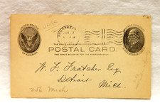 UX18 WILLIAM McKINLEY POSTAL CARD ONE CENT POSTMARKED 1908