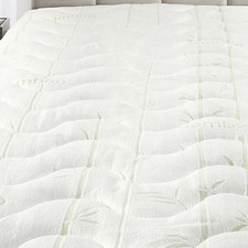 Plush Bamboo Jacquard Mattress Pad Super Soft  Cool To The Touch-Hypoallergenic