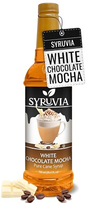Syruvia White Chocolate Mocha Syrup, 25.4 fl oz   Perfect Flavoring for Coffee