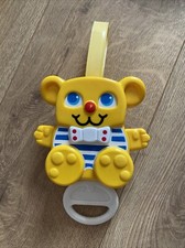 Vintage 1988 Matchbox Pull String Musical Teddy Bear Cot Toy Moving Arms Eyes