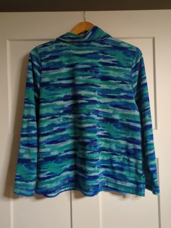 Chaqueta Exertek Petite para mujer verde azul media cremallera, PXL (XL) suave polar Foto 2 de 4