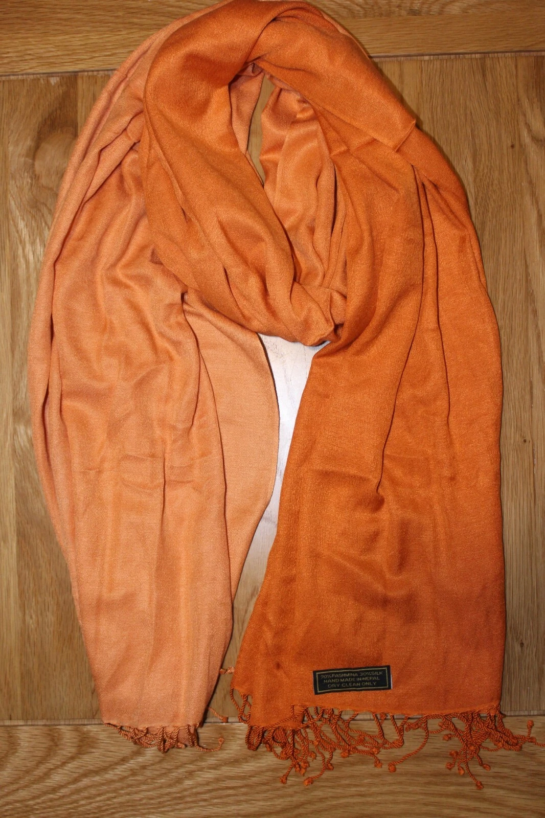 Ladies Pashmina Orange Fire/Orange Carrot 70% Pashmina 30% Silk Shawl/Wrap/Scarf