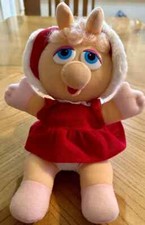 Vintage Jim Henson Muppets Babies Plush Baby Miss Piggy Red Outfit 10  1987 Toy