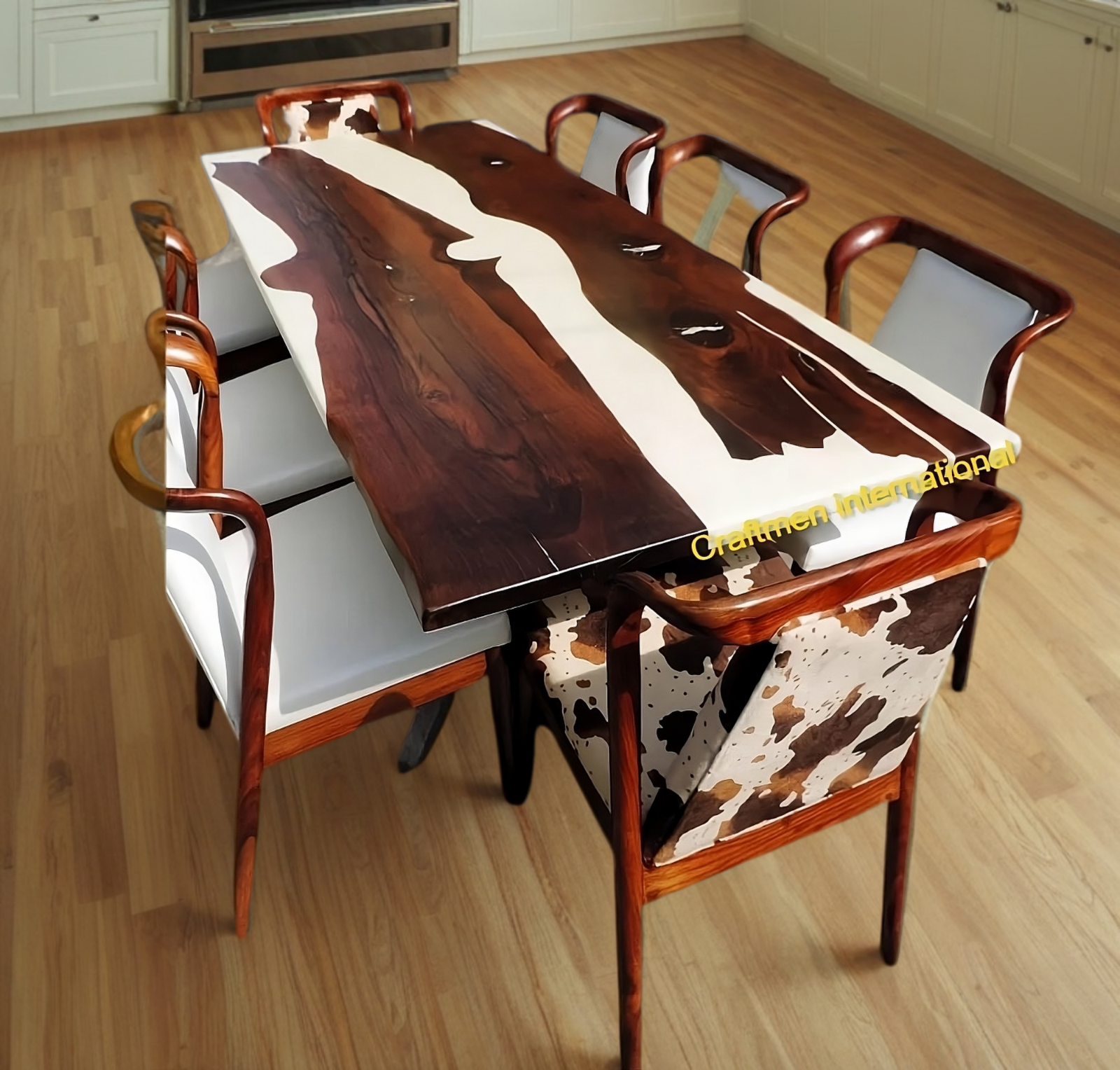 Handmade White Epoxy and Walnut Table Top - Stunning Reclaimed Wood Home Decor  