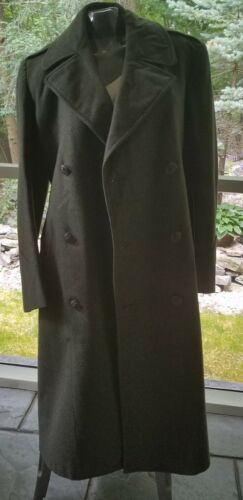 Vintage 1959 US Military Mens 36R Kersey Green Wool Overcoat Jacket Newell  Cloth | eBay